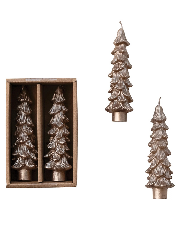 Unscented Tree Shaped Taper Candles - Champagne