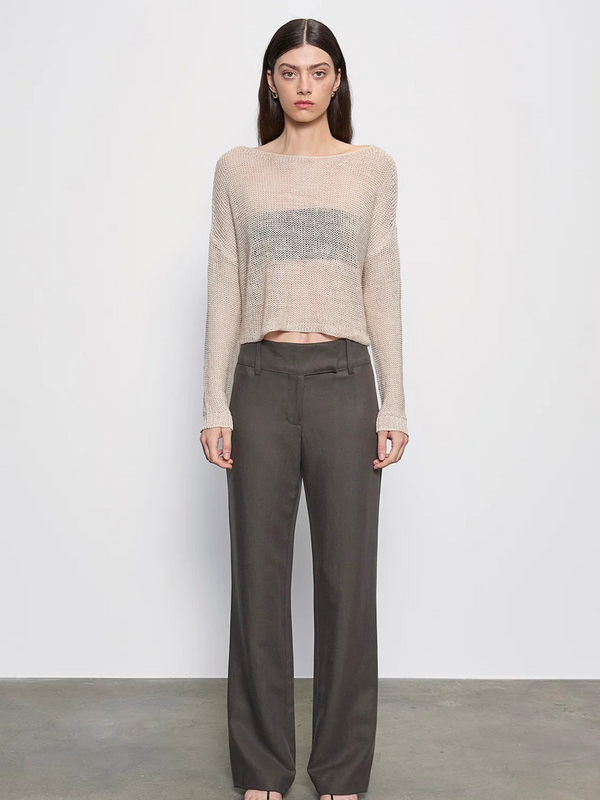 Linen Open Knit Bateau Sweater