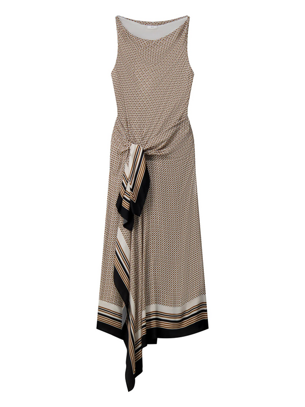 Aliana Scarf Print Midi Dress
