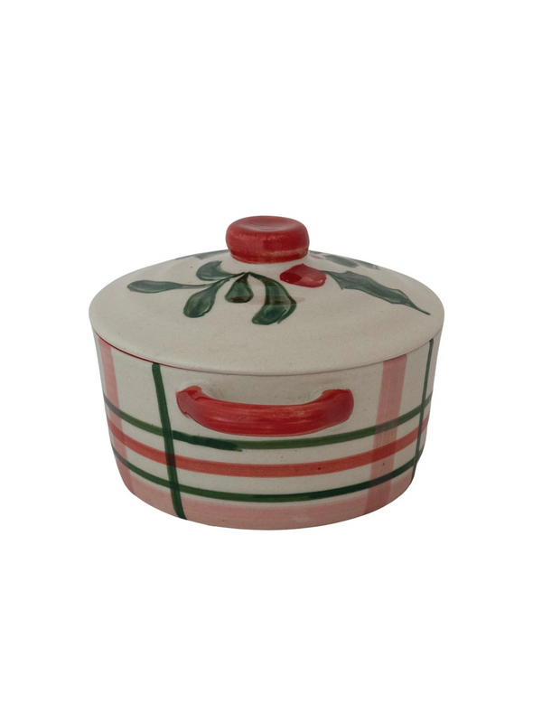 2-1/2 Cup Hand-Painted Stoneware Baker w/ Lid