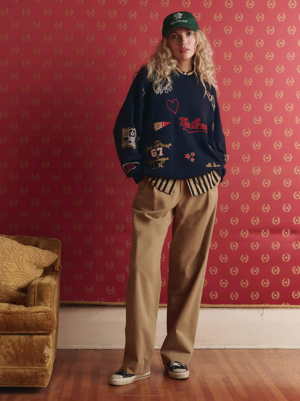 The Embroidered Oversize Crew Pullover