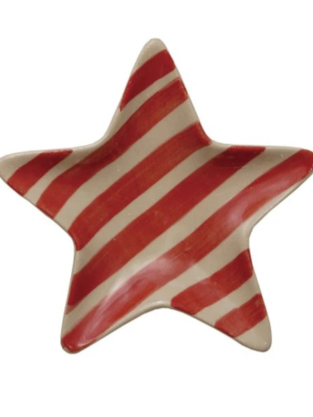Hand-Painted Stoneware Holiday Shaped Dish