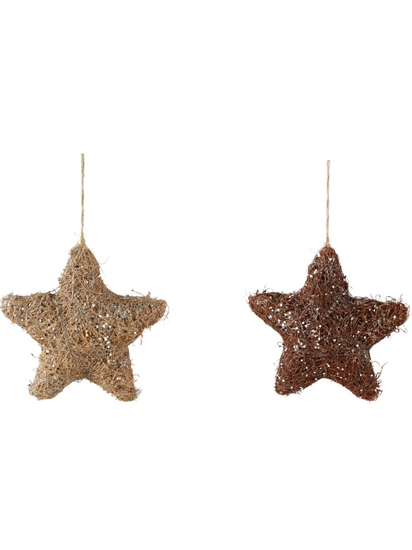 Grass Star Ornament w/ Glitter