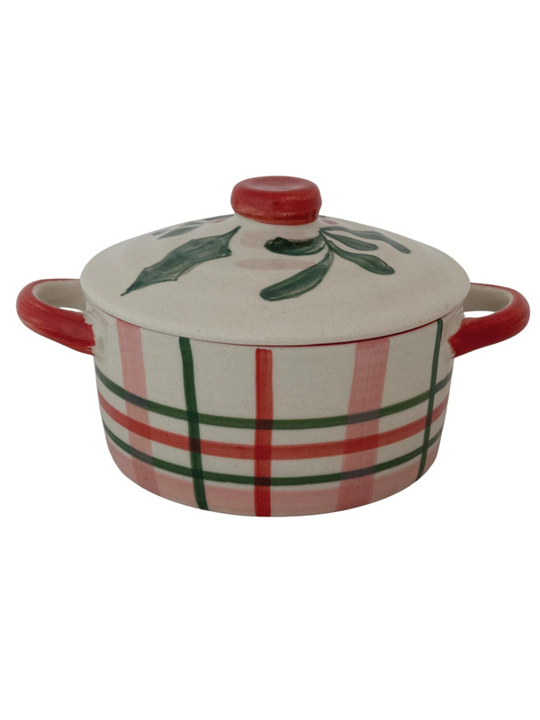 2-1/2 Cup Hand-Painted Stoneware Baker w/ Lid