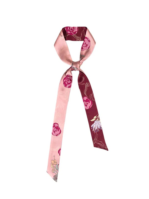 "Dream Hunter" Silk Skinny Scarf - Ruby Red