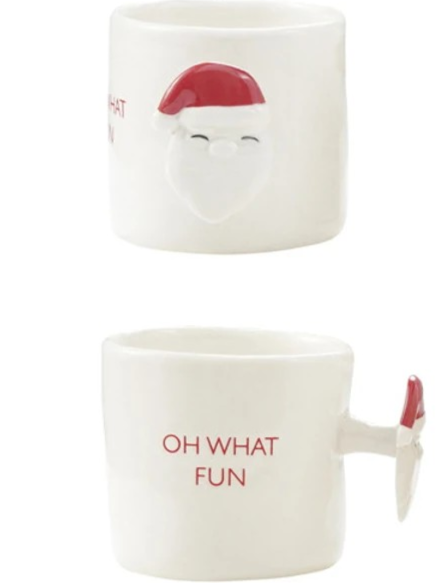 12oz Hand-Painted Stoneware Mug w/ Holiday Icon & Saying
