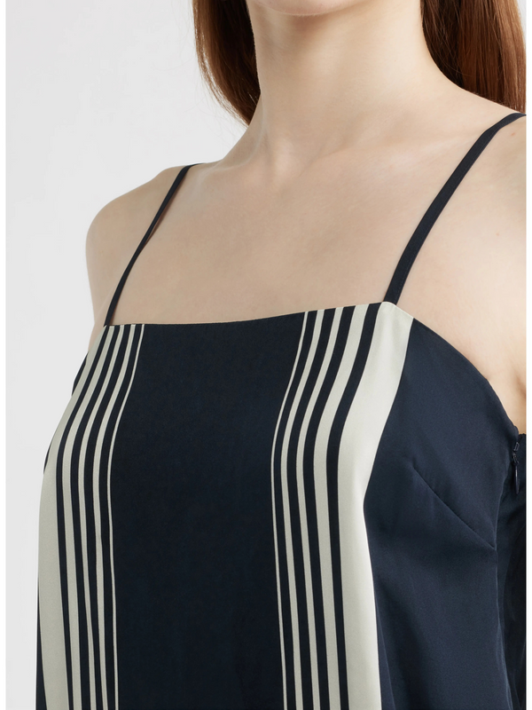 Suki Stripe Sleeveless Silk Blend Maxi Dress