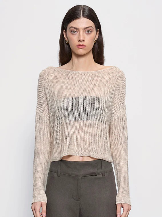 Linen Open Knit Bateau Sweater