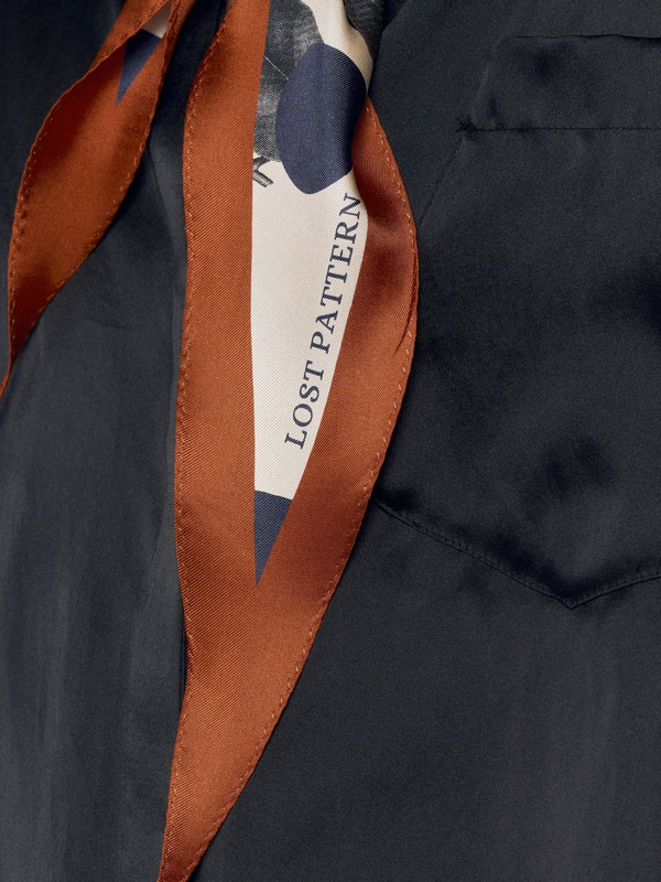 "Noir Floral" Silk Diamond Neckerchief