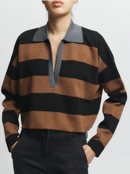 Samira Striped Knit Polo – Augusta Twenty