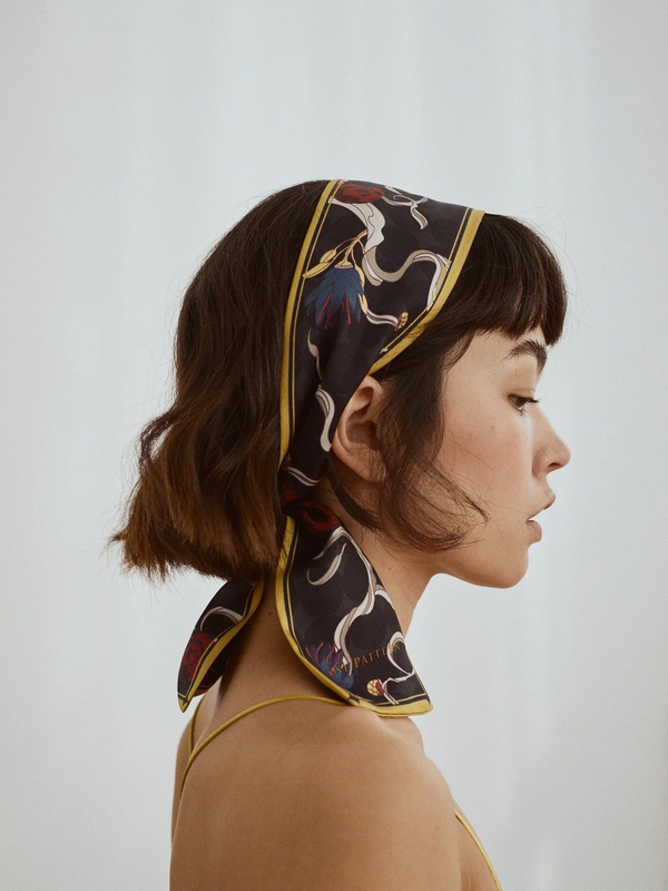 "Dream" Silk Twill Neck Bow - Black