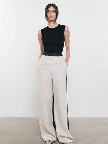 Linen Colorblock Trouser