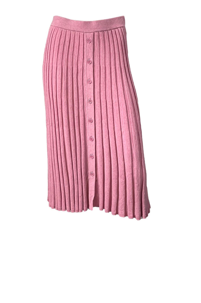 Pleated Button Up Midi Skirt