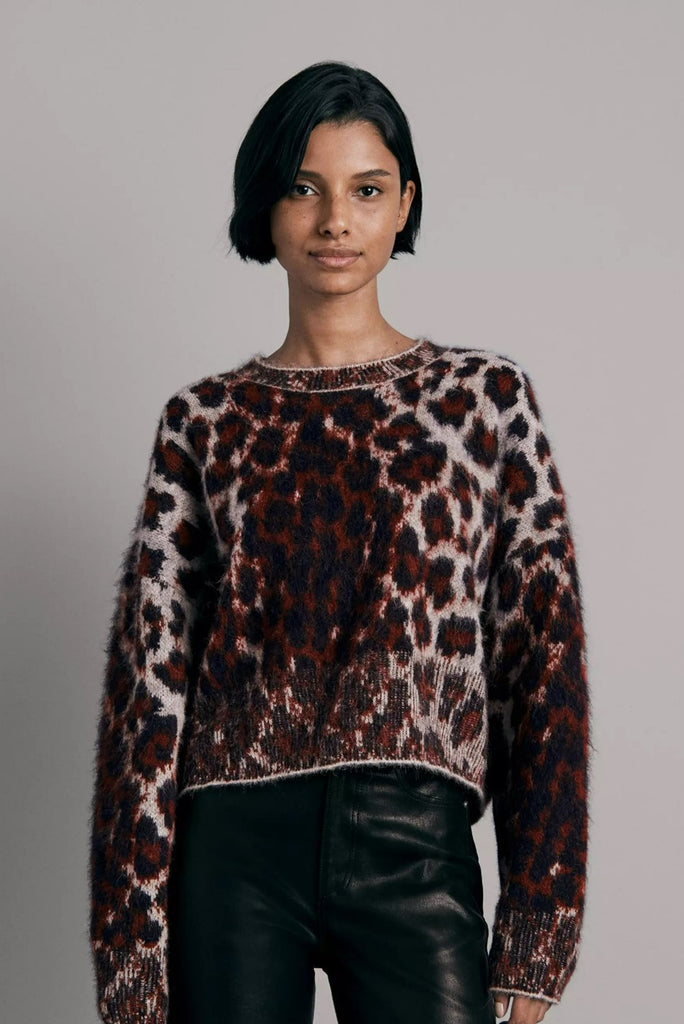 Sarah Leopard Crew Sweater
