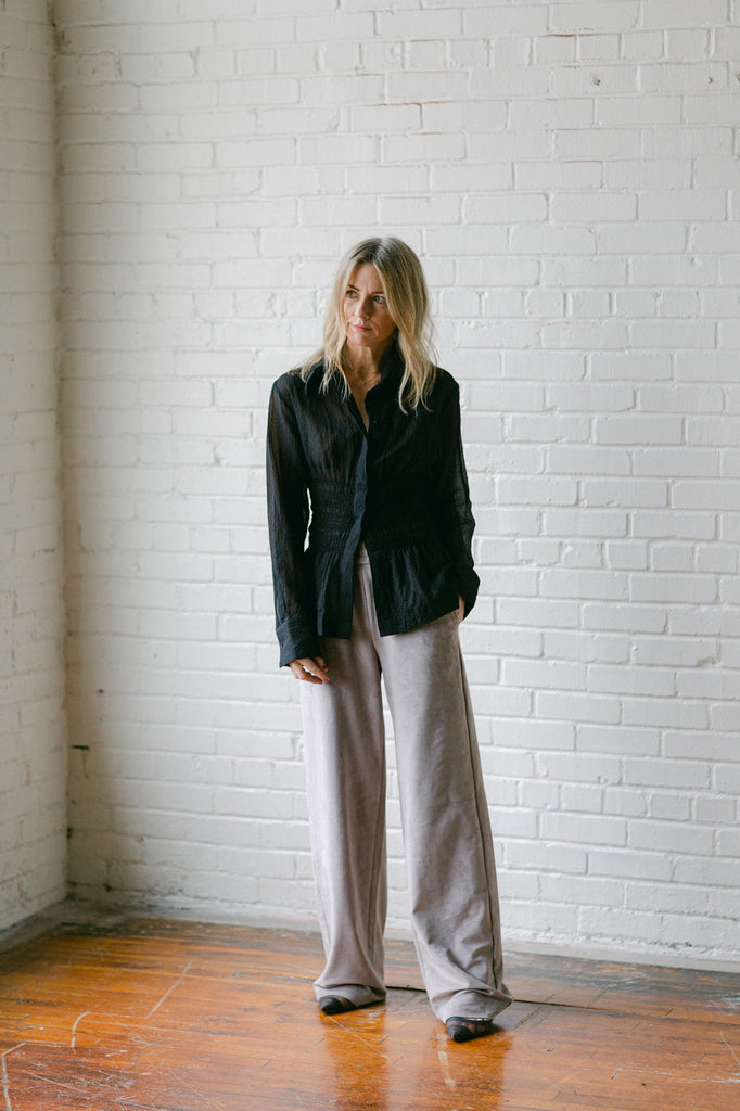 Ultra Suede Wide Leg Pull On Pant