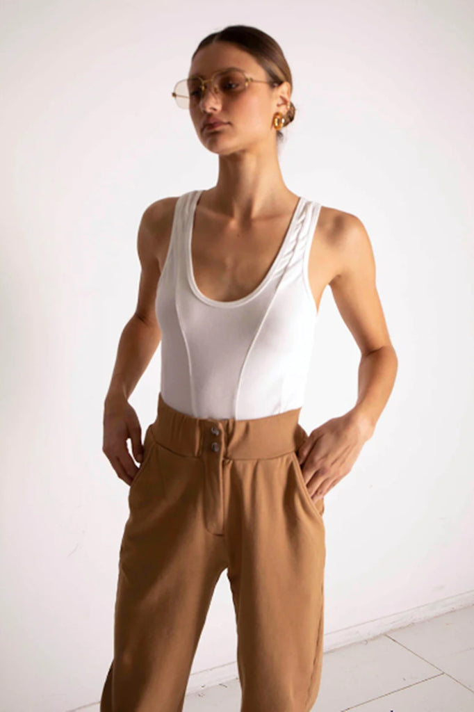 Sueded Jersey Seamed Tank-Back in Stock