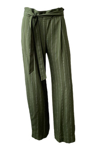 Soft Stripe Belted Pull On Pants